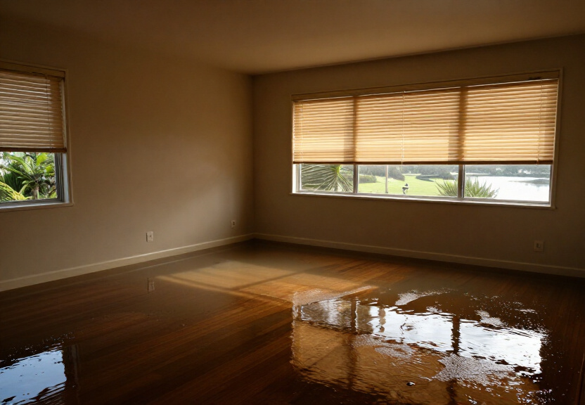 Waterlogged commercial space in Spit Junction before cleanup